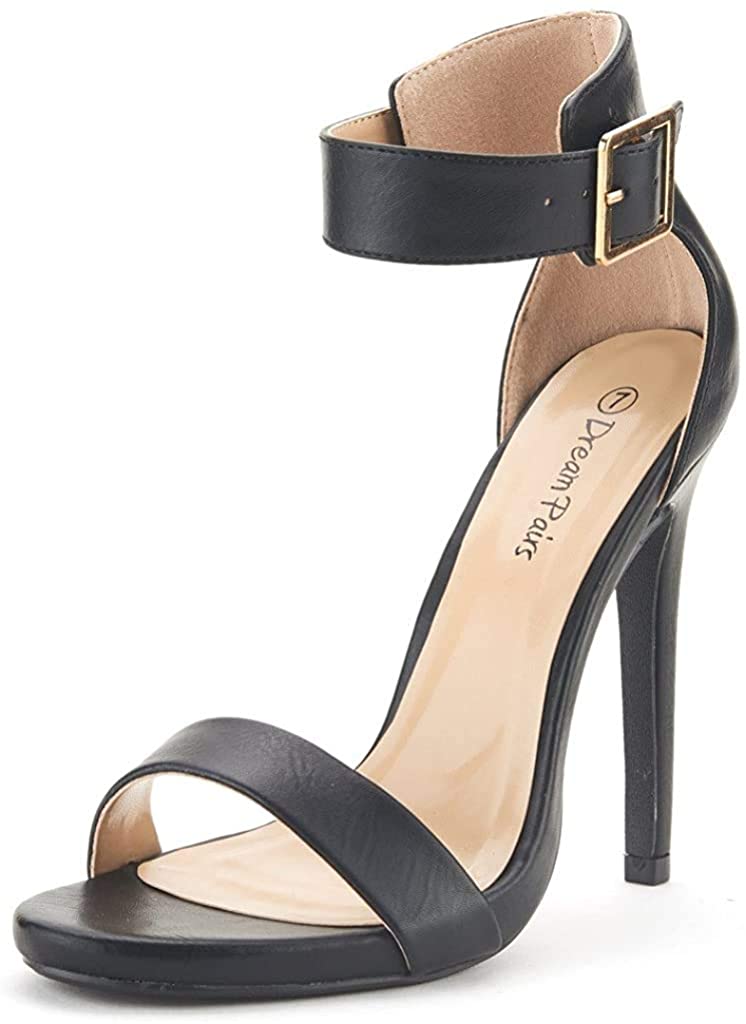 Nude Ankle Strap Pumps Heel Sandals