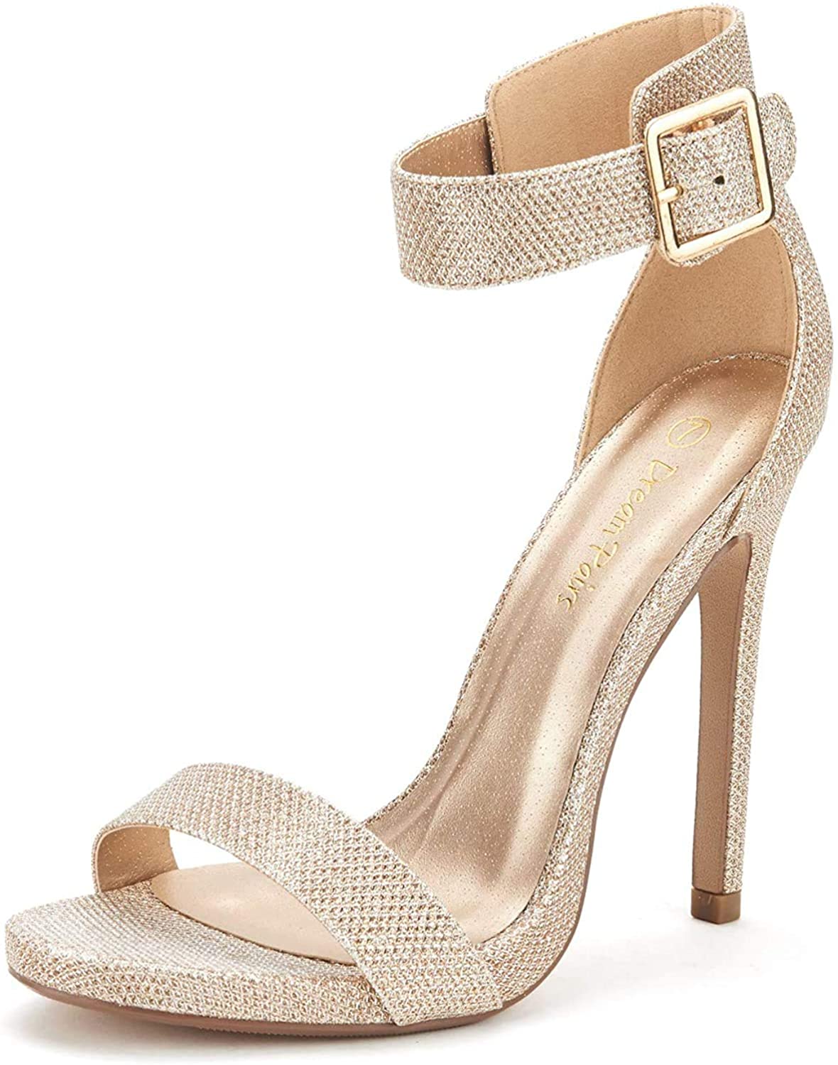 Nude Ankle Strap Pumps Heel Sandals