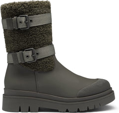 Fur Lining Olive Green Waterproof Mid-Calf Outdoor Boots