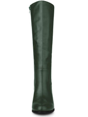 Dark Green Pretty Girl Knee High Faux Leather Boots