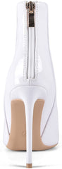Fashion White PU Pointed Toe Heeled Ankle Booties