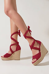 New Fashion Spring Outfit Espadrille Platform Lace-Up Heel Sandals