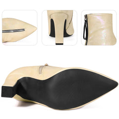 Gold Holographic Metallic Chunky Heel Boots