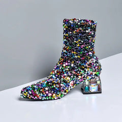 Liosa Colorful Sequin Ankle Boots