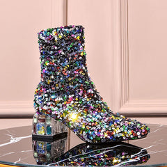 Liosa Colorful Sequin Ankle Boots