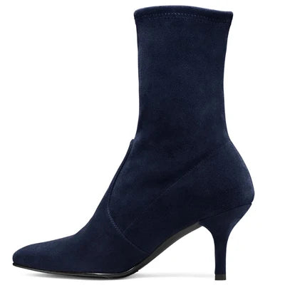 Cecillia Stretch Ankle Sock Boots - Navy 40/US 8.5