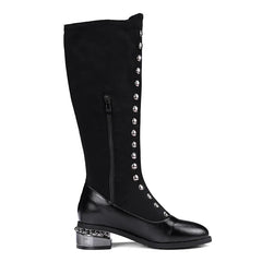 Senga Punk Rivet Knee High Victorian Boots
