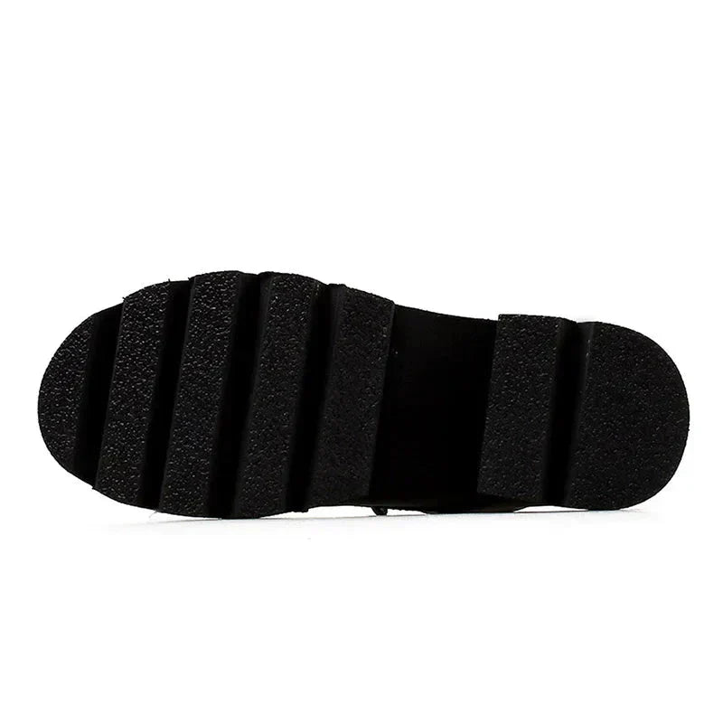 Autumn Ankle Boots For Women Motorcycle Boots Chunky Heels Casual Lacing Round Toe Platform Boots Shoes Female