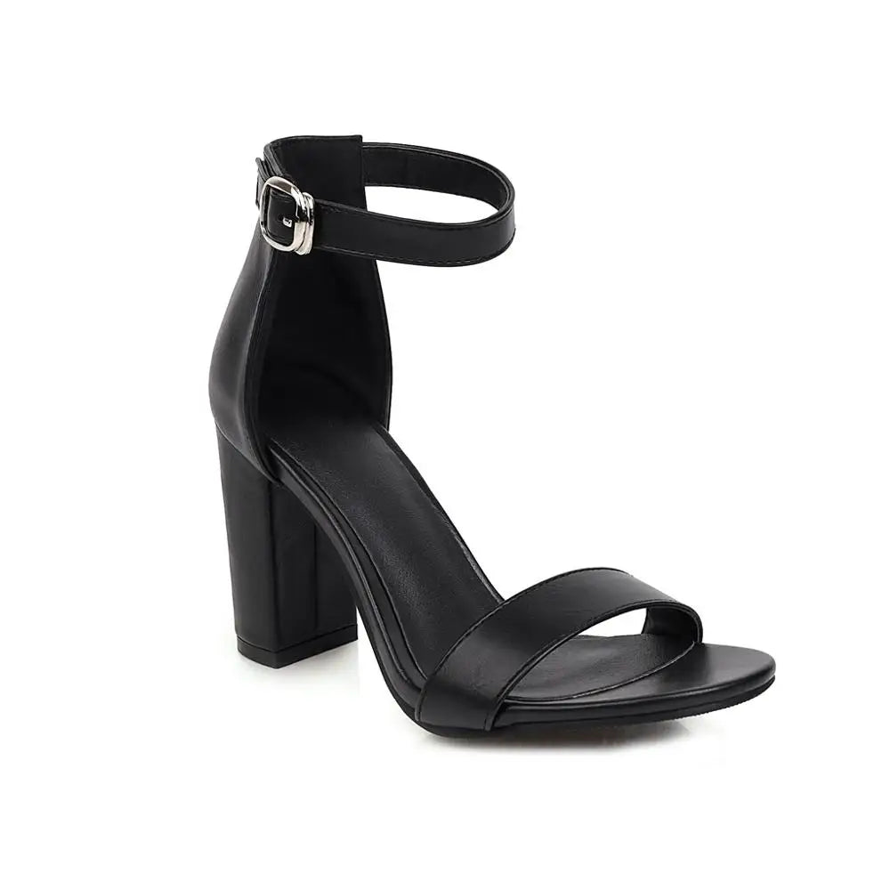 Ankle Straps Women's Sandals Summer Shoes Elegant Peep Toe Block High Heels Sandals Girls Party Shoes Large Size 45 Flip Flops