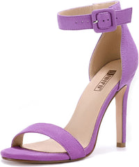 Open Toe Lilac Suede High Heel Stiletto Sandals