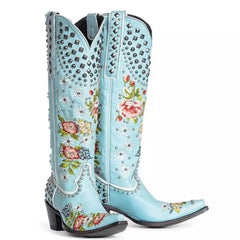 Josefina Floral Embroidery Cowboy Boots - 2 Colors