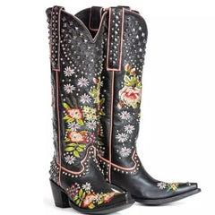 Josefina Floral Embroidery Cowboy Boots - 2 Colors