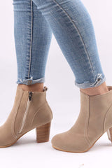 New Fashion Spring Outfit Frosted Round Toe Chunky Heel Ankle Boots