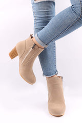 New Fashion Spring Outfit Frosted Round Toe Chunky Heel Ankle Boots