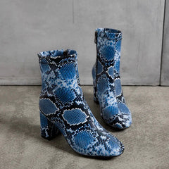 Kayeli Snake Print Ankle Boots