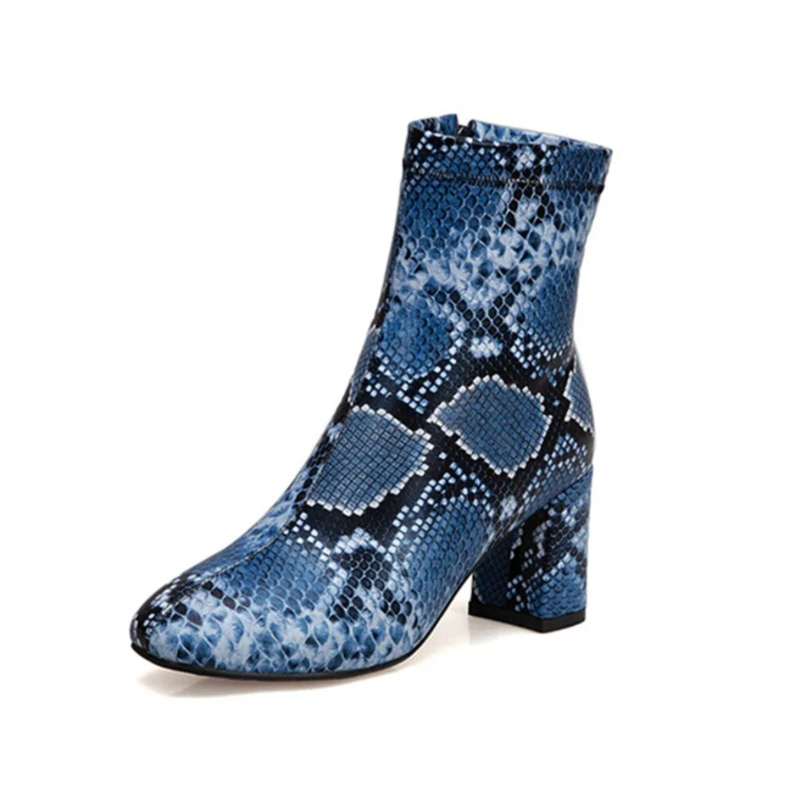 Kayeli Snake Print Ankle Boots
