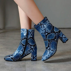 Kayeli Snake Print Ankle Boots