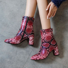 Kayeli Snake Print Ankle Boots