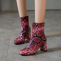 Kayeli Snake Print Ankle Boots