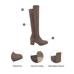 Khaki Pixie Black Knee High Fashion Boots
