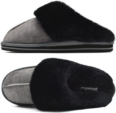 Black Fluffy Memory Foam Non-Slip Winter House Slippers