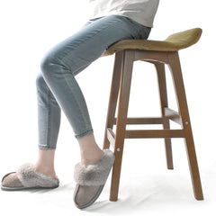 Fluffy Grey Memory Foam Non-Slip Winter Slippers