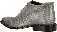 Men's Gray Leather Lizard Style Lace Up Ankle Dress Boots
