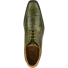 Men's Green Leather Lizard Style Lace Up Ankle Dress Boots