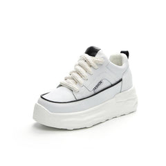 Lace Up Thicksole Leather Sneakers For Petite Feet MS96