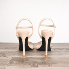 Ladies Petite Feet Open Toe Ankle Strap Suede Heels ES39