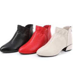 Leather Block Heel Booties For Small Feet GS230