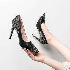 Leather Heels For Little Feet Women BS394