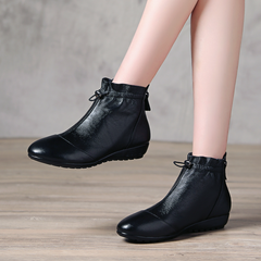 Leather Round Toe Booties GS273