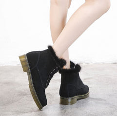 Leather Fur Boots For Small Feet AP108