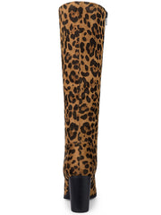 Leopard Pretty Girl Knee High Faux Leather Boots