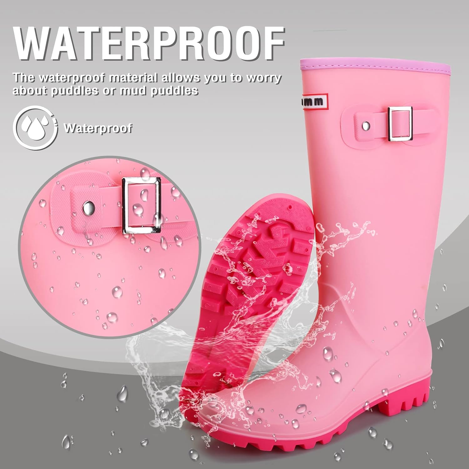 Water Resistant Gray Stylish Rain Boots Water Shoes