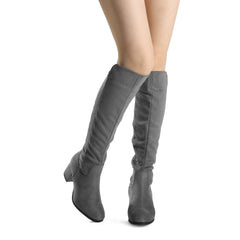 Light Grey Pixie Black Knee High Fashion Boots