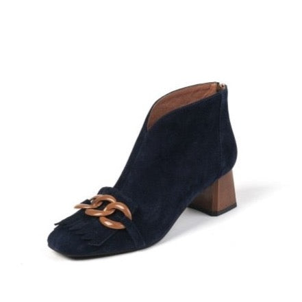 Marcie Vintage Fringed Buckle Suede Ankle Boots