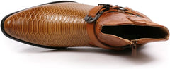 Men's Faux Crocodile Embossed Brown Buckle Chair Cowboy Boots