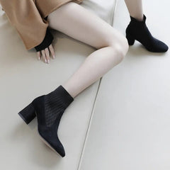 Minimalist Cable Knit Sock Ankle Boots