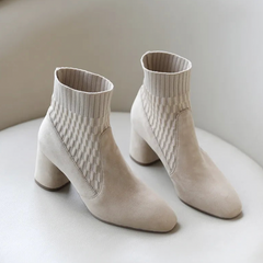 Minimalist Cable Knit Sock Ankle Boots