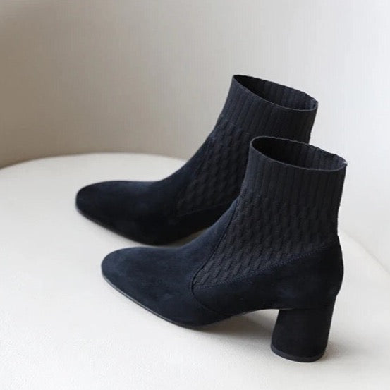 Minimalist Cable Knit Sock Ankle Boots