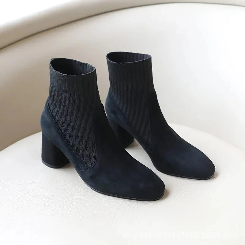 Minimalist Cable Knit Sock Ankle Boots