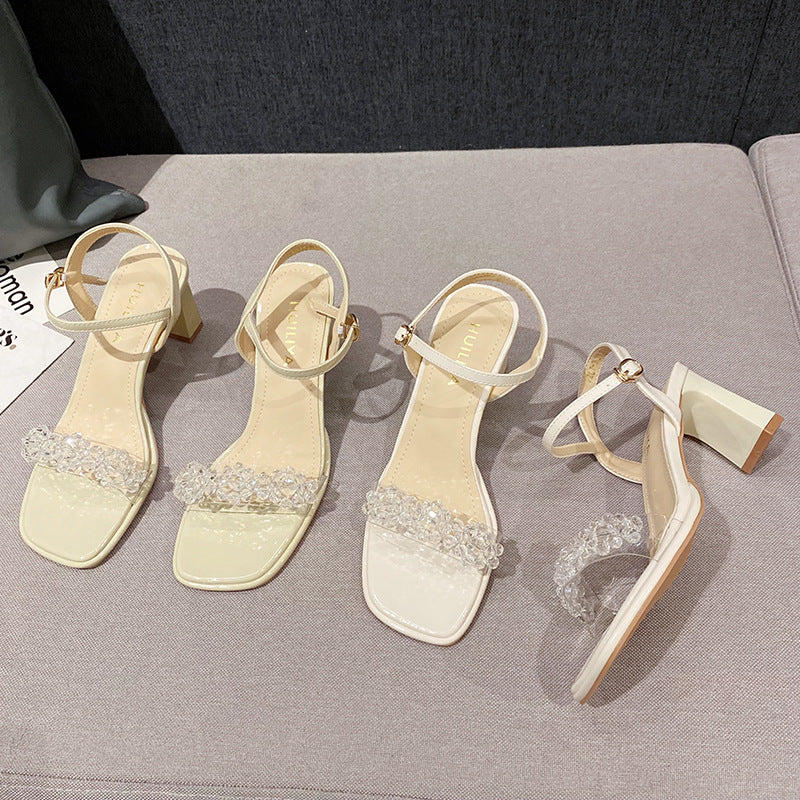 Women's High Summer Chunky All-matching Strap High-heeled Heels