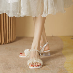 Women's For Summer Fairy Style Crystal Pearl Heels