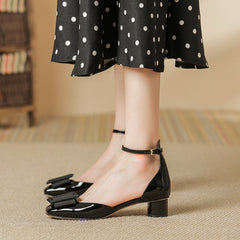 Women's Square Buckle Low-cut Pumps Korean Round Heels