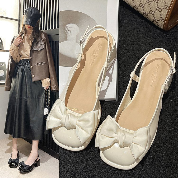 Women's Retro Square Buckle Mary Jane Back Empty Heels