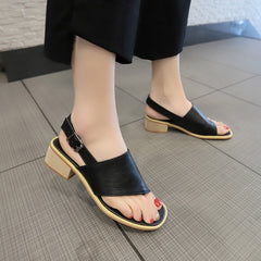 Women's Spring Square Outer Wear Fashion Belt Buckle Heels