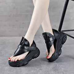 Versatile Women's Sponge Cake Thick-soled Flip-flops Heels