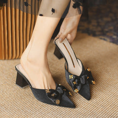 Women's Half Mid Pointed Bridal Spring Xiuhe Heels